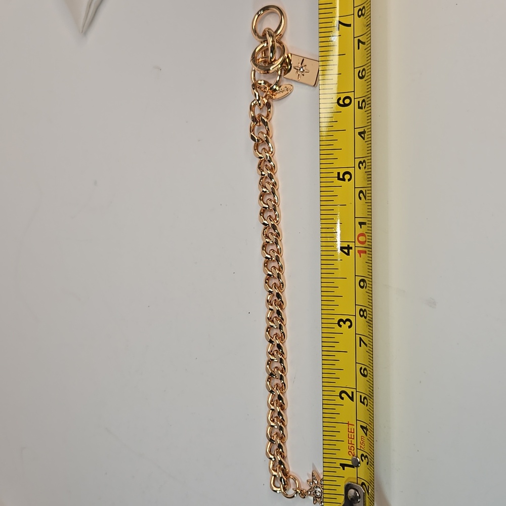 Ettika Starry Charms Gold Chain Bracelet with Star Charm Rhinestones Adjustable - Picture 9 of 11